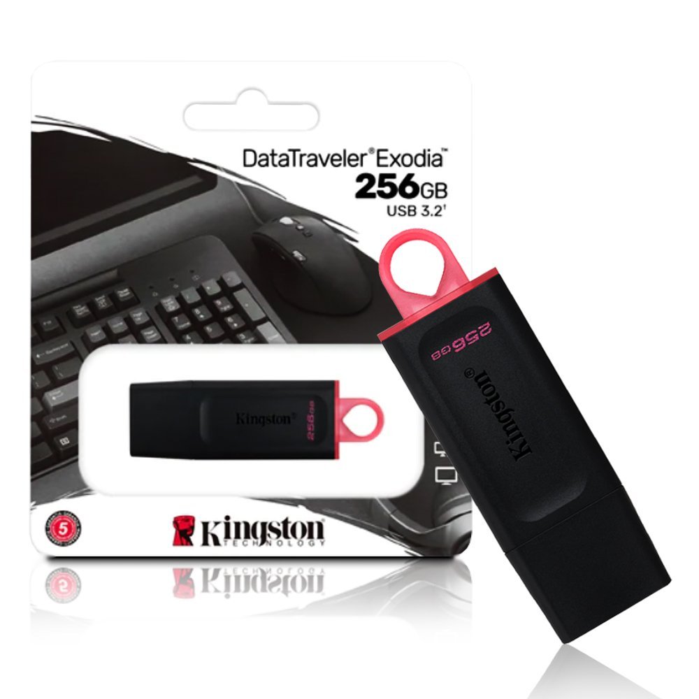 Pen Drive Kingston 256GB DataTraveler Exodia S USB 3.2 Preto e Laranja - DTXS/256GB