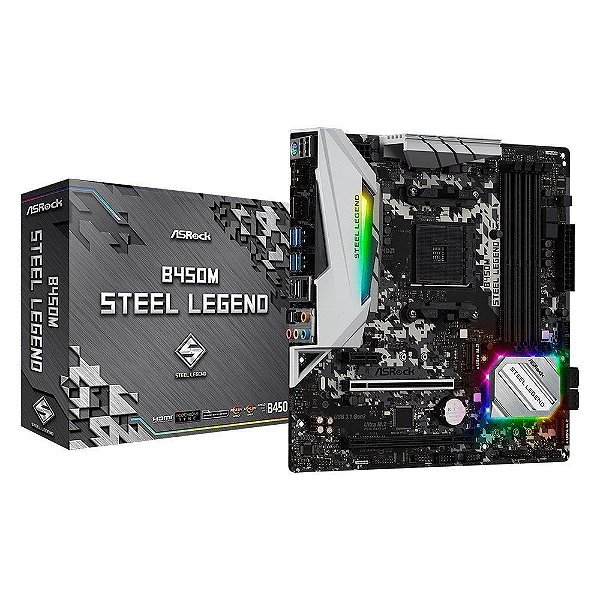 Placa Mãe ASRock B450M Steel Legend DDR4 AM4 mATX