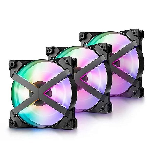 Cooler para Gabinete DeepCool MF120GT ARGB Kit com 3 Unidades - DP-GS-F12-AR-MF120GT-3P
