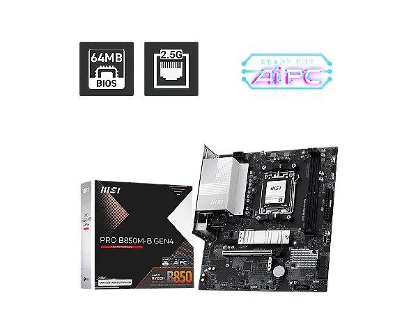 Placa Mãe MSI PRO B850M-B GEN4 mATX AM4
