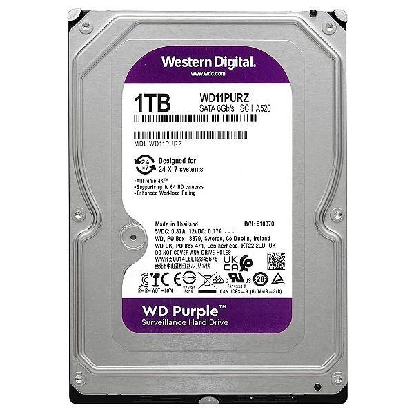 HD Western Digital WD Purple Surveillance 1TB 3.5