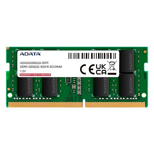 Memória RAM Adata 8GB DDR4 3200MHz C22 para Notebook - AD4S32008G22-SGN