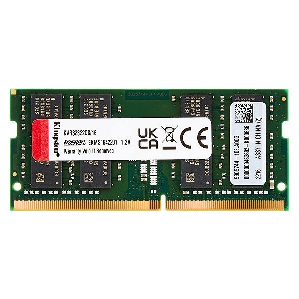 Memória RAM Kingston 16GB DDR4 3200MT C22 - s para Notebook - KVR32S22D8 16 - KVR32S22D8-16