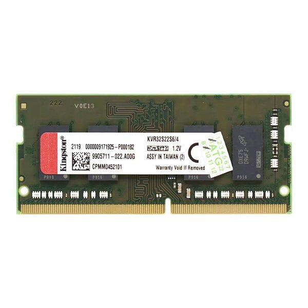 Memória RAM Kingston 4GB DDR4 3200MHz C22 para Notebook - KVR32S22S6 4 - KVR32S22S6-4